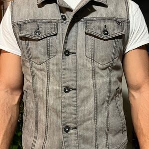 Men's Gray Denim Vest